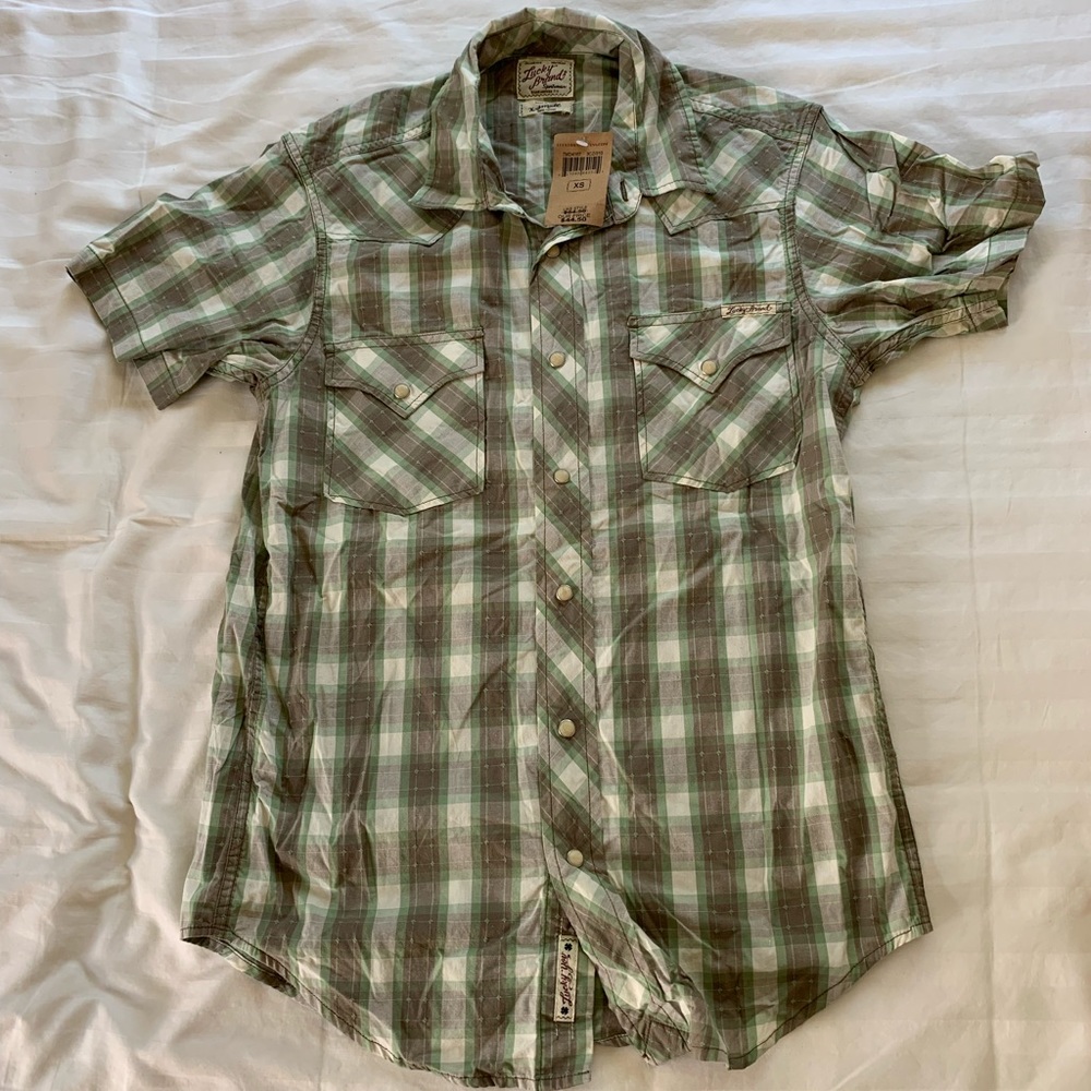 Lucky Brand Men’s Western Plaid Button Down Shirt
